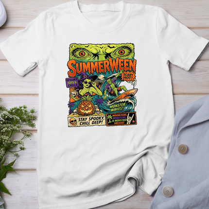 Summerween Scary hots Halloween Monster Beach T-Shirt