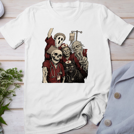 Halloween Nurse Squad Skeleton Spooky Nursing Crew RN Scrubs T-Shirt