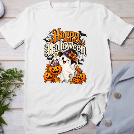 Happy Halloween Cute Ghost Pumpkin Spooky Men Women Kids T-Shirt