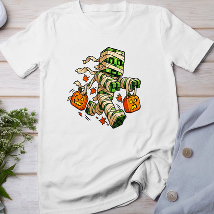 Halloween Gamer Pixel Monster Mummy Gaming Costume Boys Kids T-Shirt