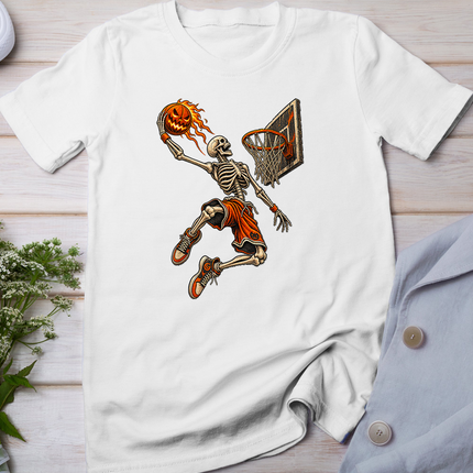 Funny Halloween Skeleton Playing Basketball T-Shirt