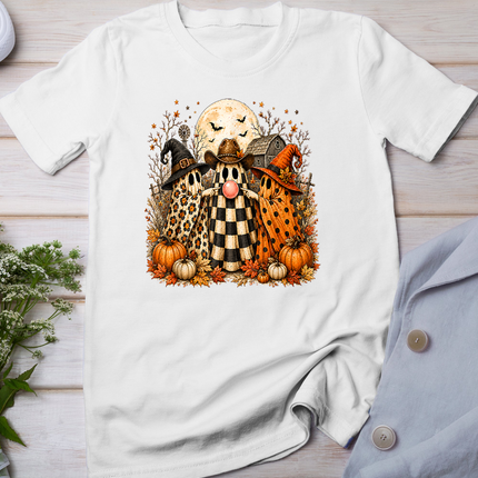Halloween Ghost Popping Bubble Leopard Plaid Fall Pumpkin T-Shirt
