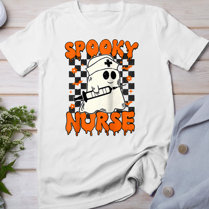 Groovy Spooky Nurse Retro Halloween Nurse Fall Scrub Funny Halloween T-Shirt