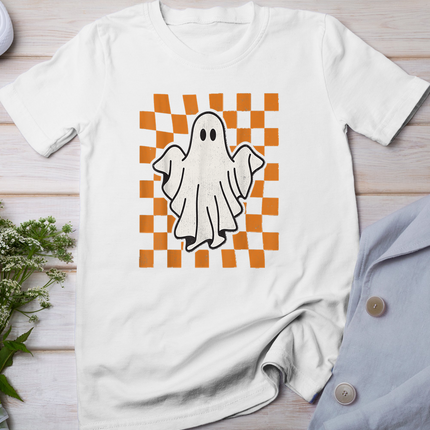 Retro Vintage Checkered Ghost Trendy Funny Halloween T-Shirt
